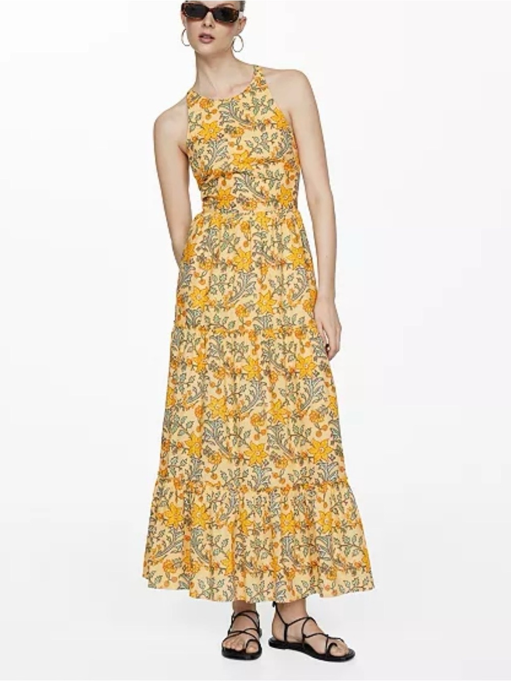 Mango Floral Halter Maxi Dress
